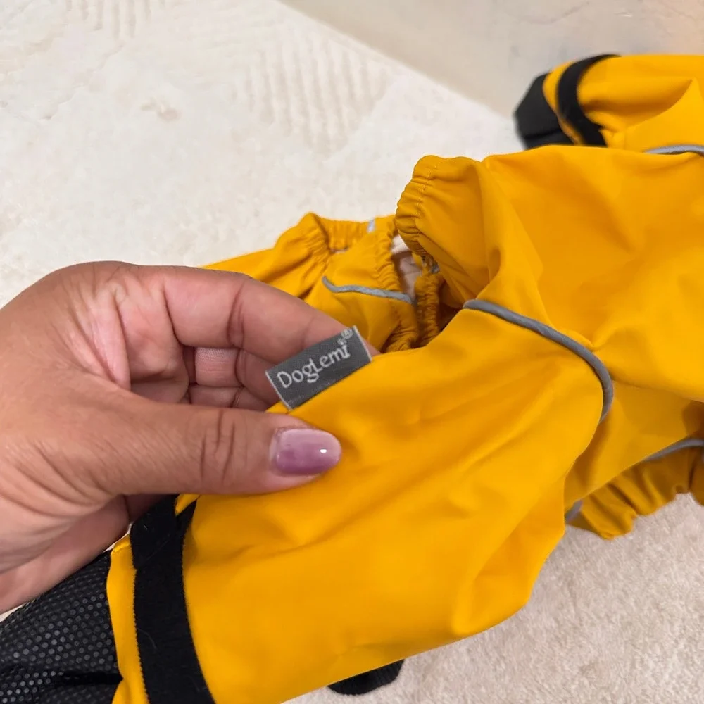 DogLemi Yellow Dog Raincoat Jumpsuit with Boots Size S